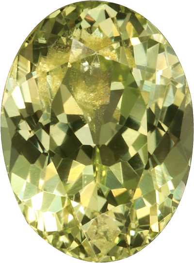 Oval cut chrysoberyl, 9.25 by 6.84 mm, shown at actual size