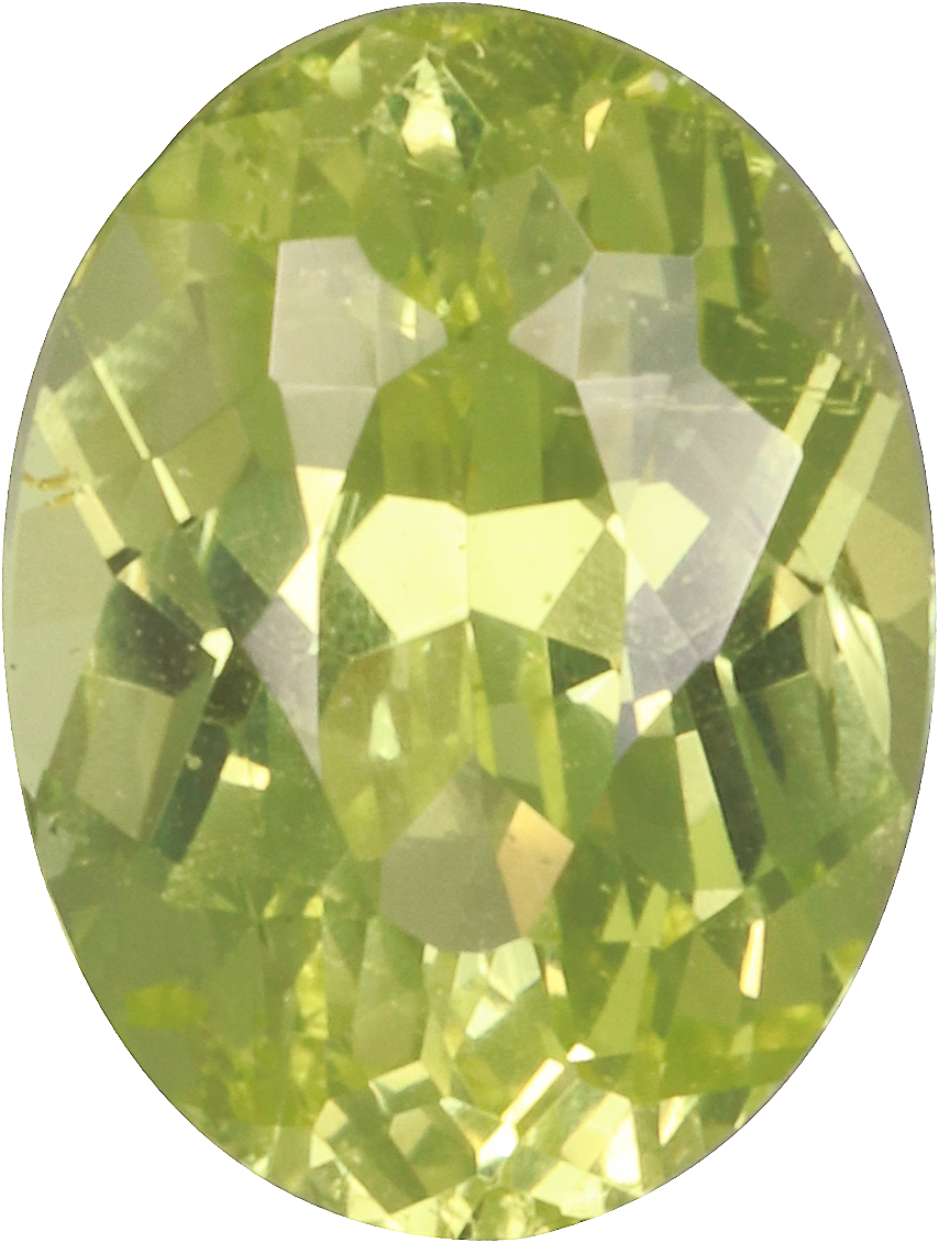 Oval cut chrysoberyl, 8.09 by 6.01 mm, shown at actual size