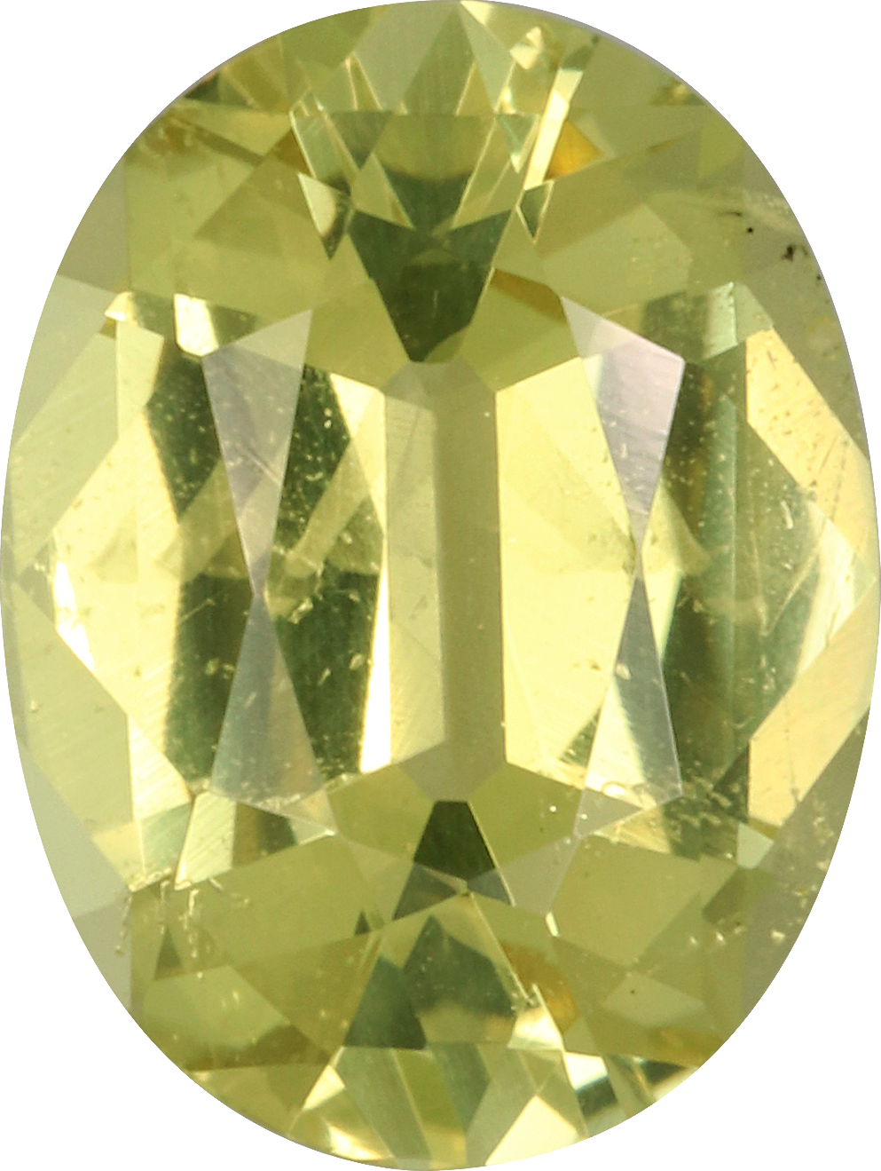 Oval cut chrysoberyl, 9.06 by 6.8 mm, shown at actual size