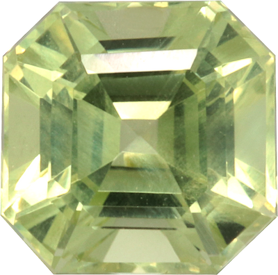 Square cut chrysoberyl, 5.98 by 5.95 mm, shown at actual size