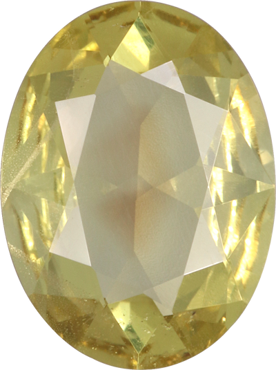 Oval cut chrysoberyl, 10.91 by 8.15 mm, shown at actual size