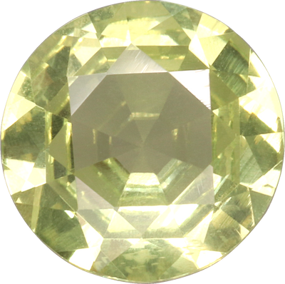 Round cut chrysoberyl, 8.15 by 8.07 mm, shown at actual size