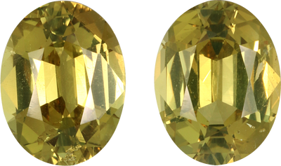 Oval cut chrysoberyl, 8.08 by 6.18 mm, shown at actual size