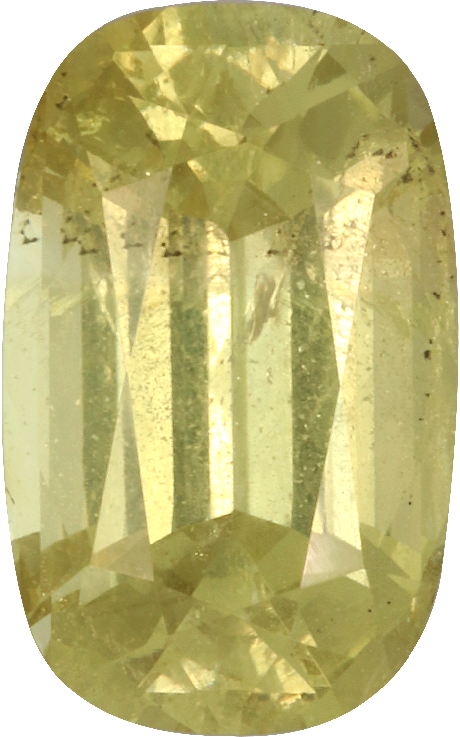 Cushion cut chrysoberyl, 11.08 by 6.91 mm, shown at actual size
