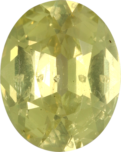 Oval cut chrysoberyl, 10.12 by 8 mm, shown at actual size