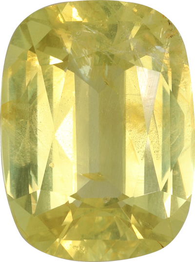 Cushion cut chrysoberyl, 14.09 by 10.48 mm, shown at actual size