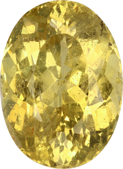 Oval cut chrysoberyl, 9.89 by 7.3 mm, shown at actual size