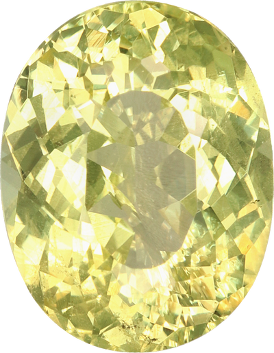 Oval cut chrysoberyl, 9.1 by 7.1 mm, shown at actual size
