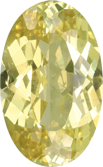 Oval cut chrysoberyl, 11.19 by 7.08 mm, shown at actual size