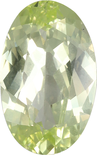 Oval cut chrysoberyl, 11.04 by 6.96 mm, shown at actual size