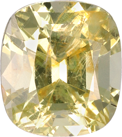 Cushion cut chrysoberyl, 6.21 by 5.53 mm, shown at actual size