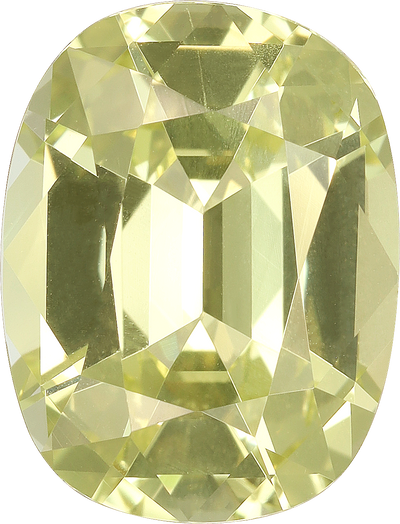Cushion cut chrysoberyl, 11.54 by 8.82 mm, shown at actual size