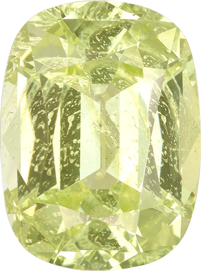 Cushion cut chrysoberyl, 11.4 by 8.48 mm, shown at actual size