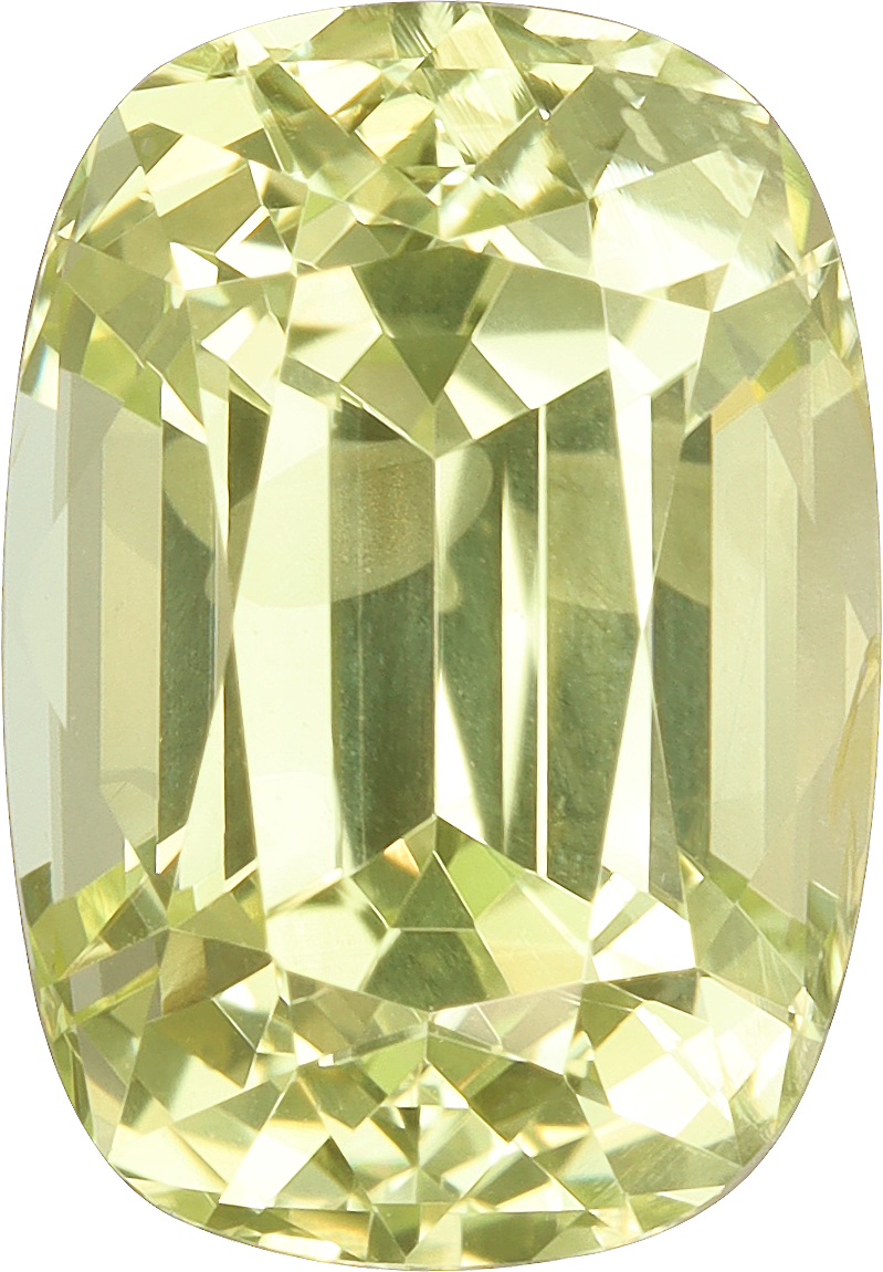 Cushion cut chrysoberyl, 10.18 by 7.05 mm, shown at actual size