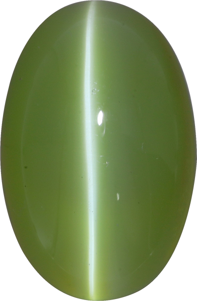 Oval cut chrysoberyl, 13.8 by 9 mm, shown at actual size