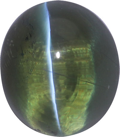 Oval cut alexandrite, 9.05 by 7.92 mm, shown at actual size