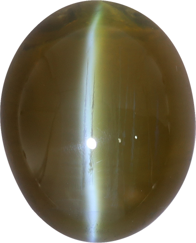 Oval cut chrysoberyl, 8.93 by 7.23 mm, shown at actual size