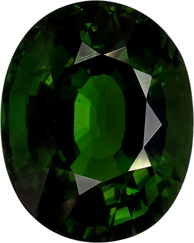 Oval cut chrome tourmaline, 10.64 by 8.53 mm, shown at actual size