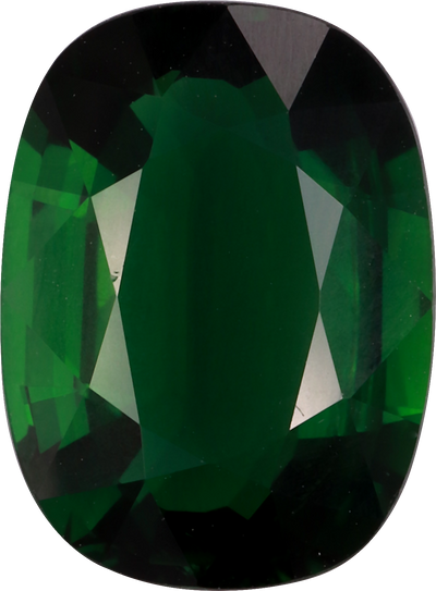 Cushion cut chrome tourmaline, 11.07 by 8.17 mm, shown at actual size