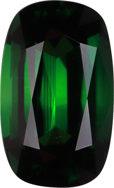 Cushion cut chrome tourmaline, 9.96 by 6.09 mm, shown at actual size