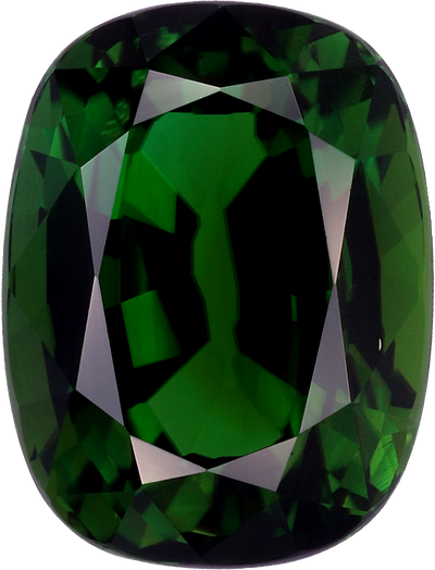 Cushion cut chrome tourmaline, 10.8 by 8.23 mm, shown at actual size