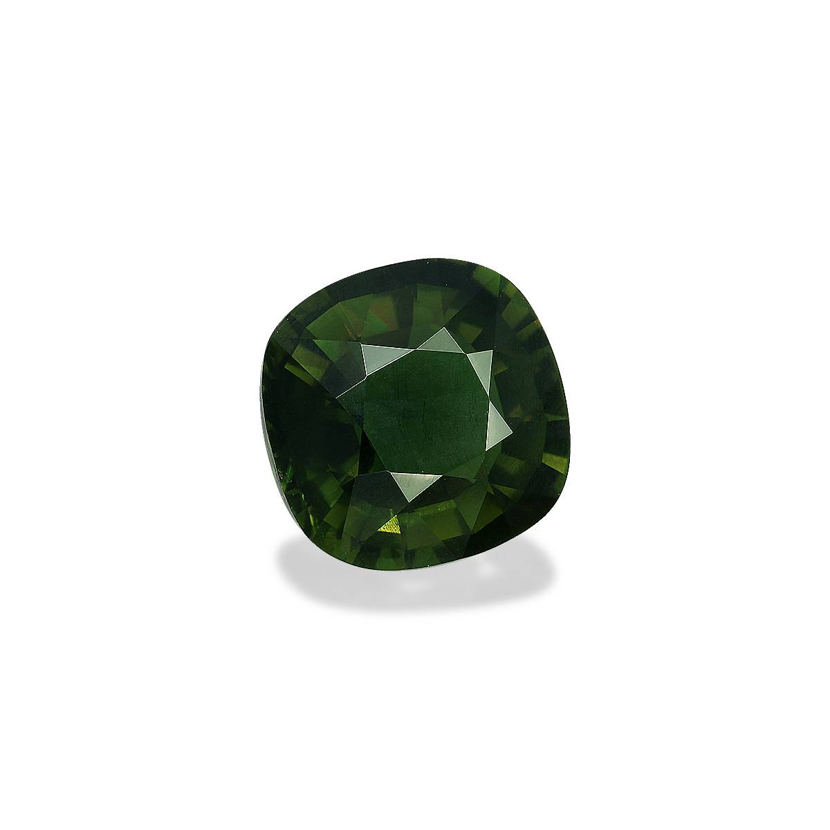 basil green chrome tourmaline, 4.54ct cushion cut — view 3