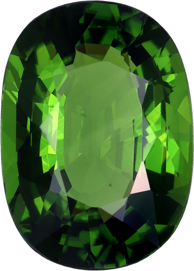 Oval cut chrome tourmaline, 9.98 by 7.21 mm, shown at actual size