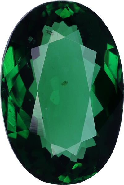 Oval cut chrome tourmaline, 9.08 by 6.16 mm, shown at actual size