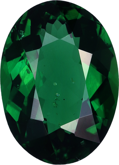 Oval cut chrome tourmaline, 8.9 by 6.44 mm, shown at actual size