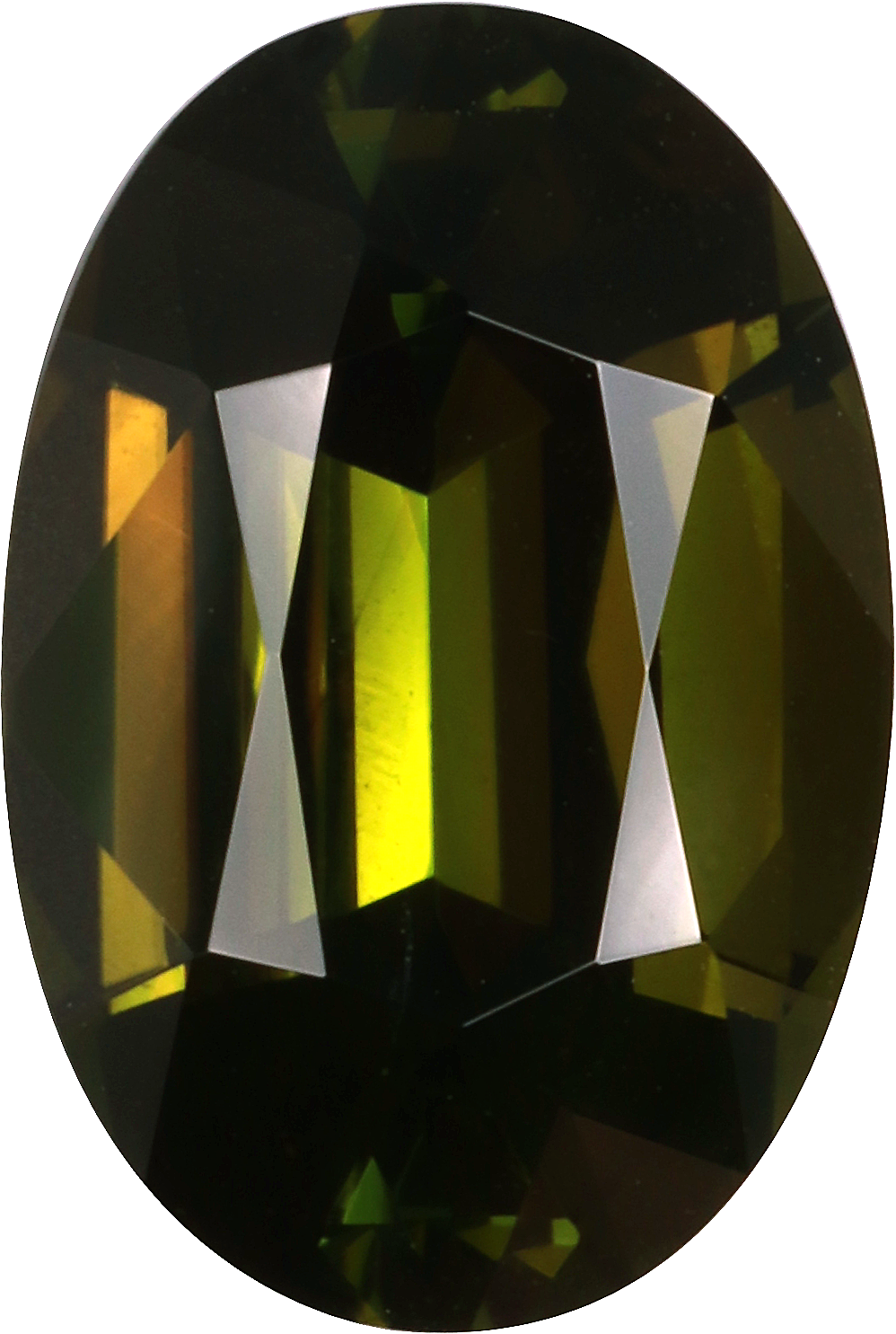 Oval cut chrome tourmaline, 11.85 by 7.99 mm, shown at actual size