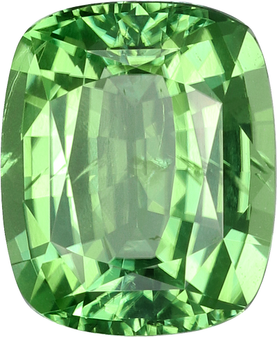 Cushion cut chrome tourmaline, 8.1 by 6.67 mm, shown at actual size