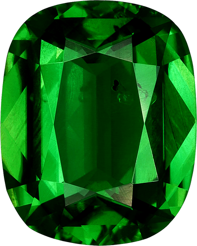 Cushion cut chrome tourmaline, 9.62 by 7.73 mm, shown at actual size