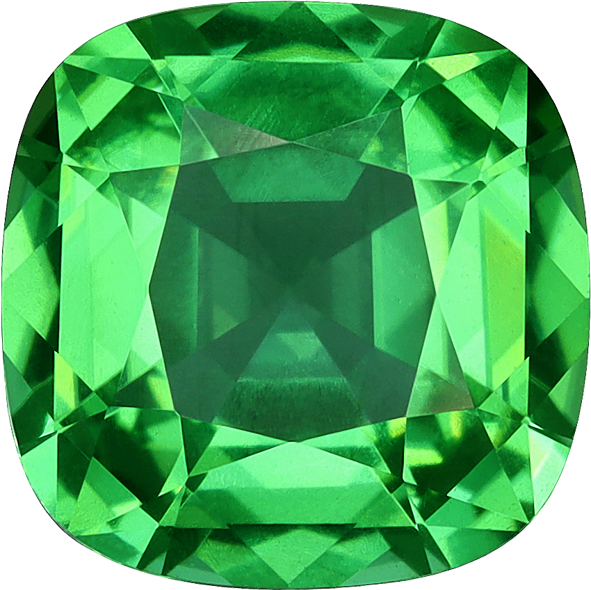 Cushion cut chrome tourmaline, 8 by 7.98 mm, shown at actual size