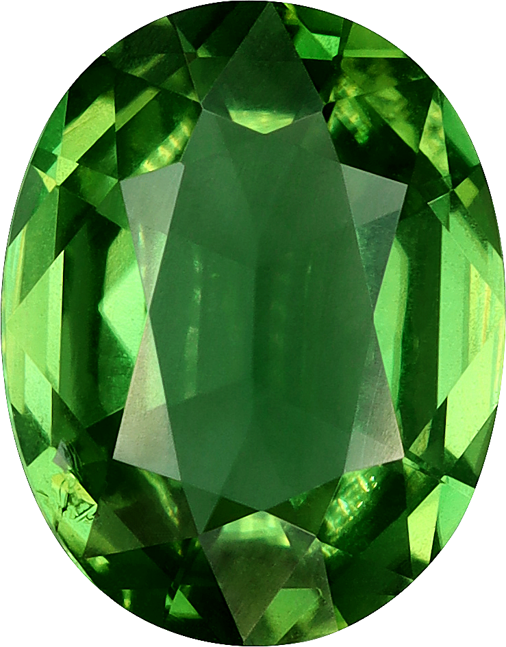 Oval cut chrome tourmaline, 8.95 by 7 mm, shown at actual size