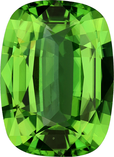 Cushion cut chrome tourmaline, 12.5 by 9.06 mm, shown at actual size