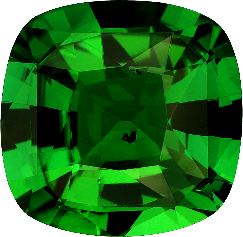 Cushion cut chrome tourmaline, 9.87 by 9.63 mm, shown at actual size