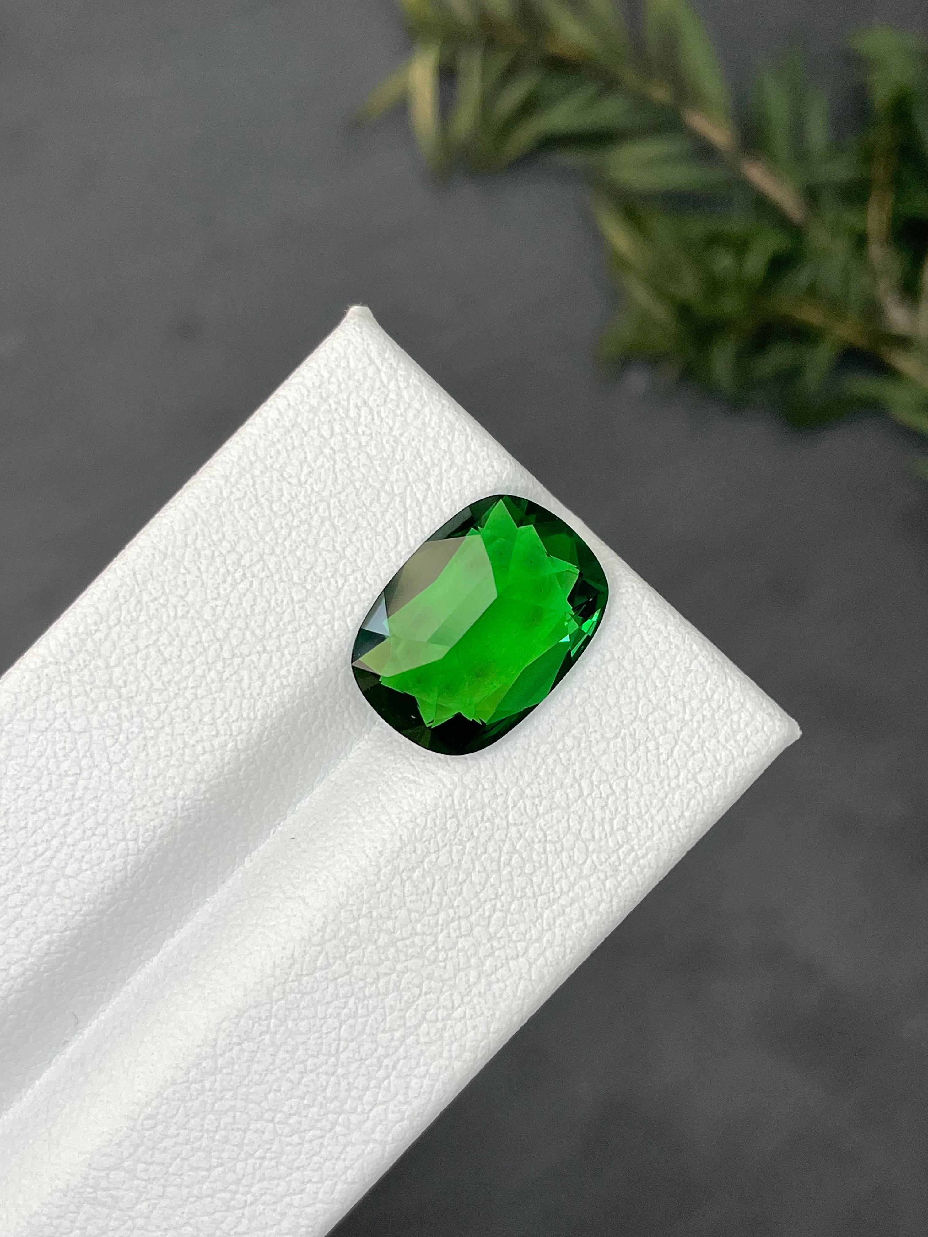 Vivid green chrome tourmaline, 5.06ct cushion cut — view 6