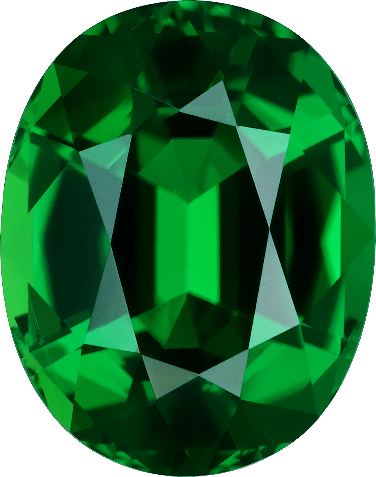 Oval cut chrome tourmaline, 12.2 by 9.63 mm, shown at actual size