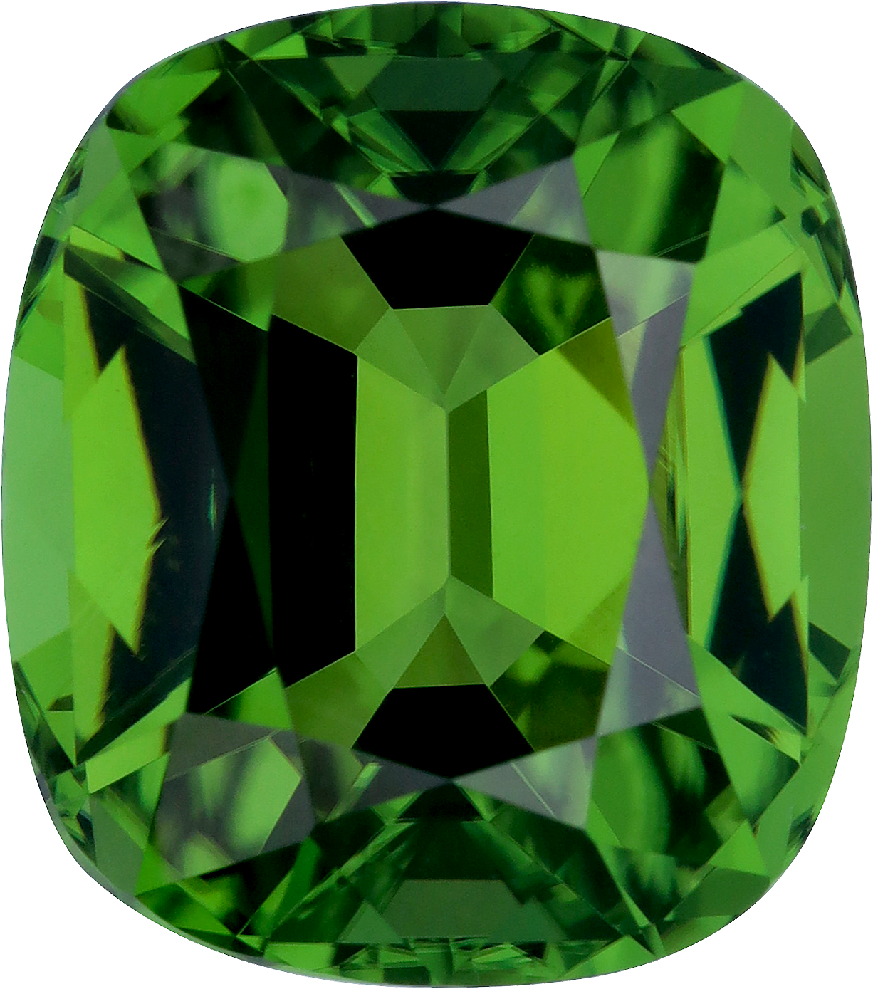 Cushion cut chrome tourmaline, 12.19 by 10.73 mm, shown at actual size