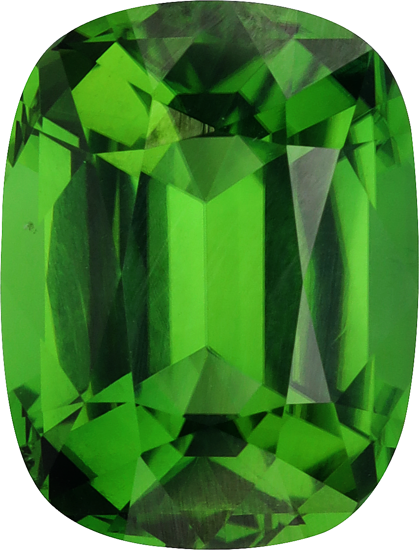 Cushion cut chrome tourmaline, 11.11 by 8.48 mm, shown at actual size