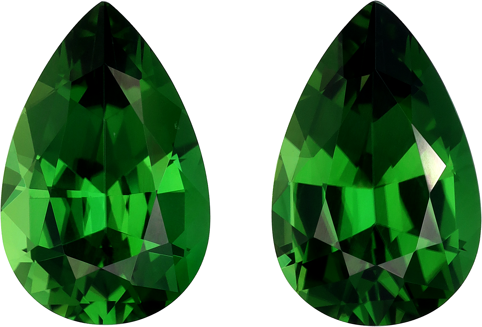 Pear cut chrome tourmaline, 13.96 by 9.01 mm, shown at actual size