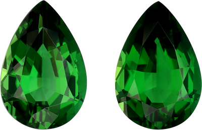 Pear cut chrome tourmaline, 12.17 by 8.19 mm, shown at actual size