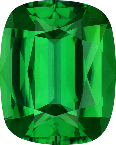 Cushion cut chrome tourmaline, 12.77 by 10.31 mm, shown at actual size