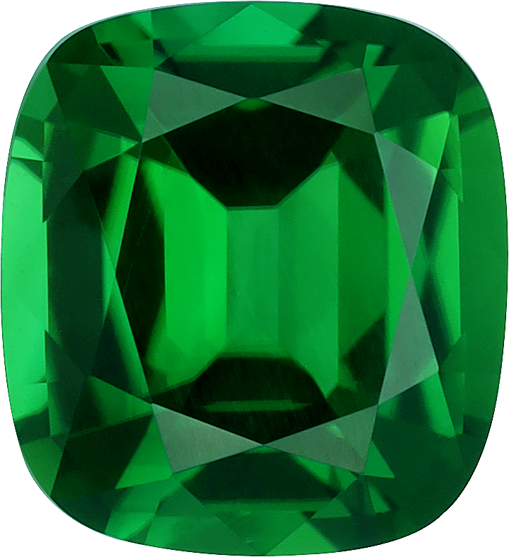 Cushion cut chrome tourmaline, 10 by 9.14 mm, shown at actual size