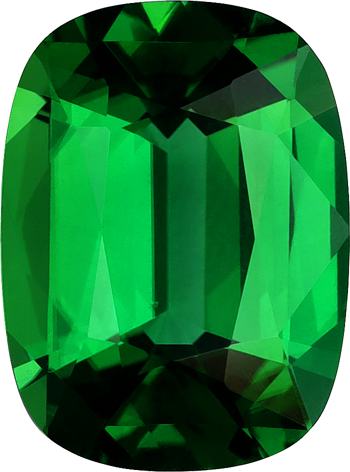 Cushion cut chrome tourmaline, 11.98 by 8.87 mm, shown at actual size