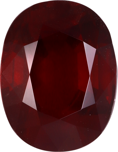 Oval cut mozambique ruby, 12.23 by 9.5 mm, shown at actual size