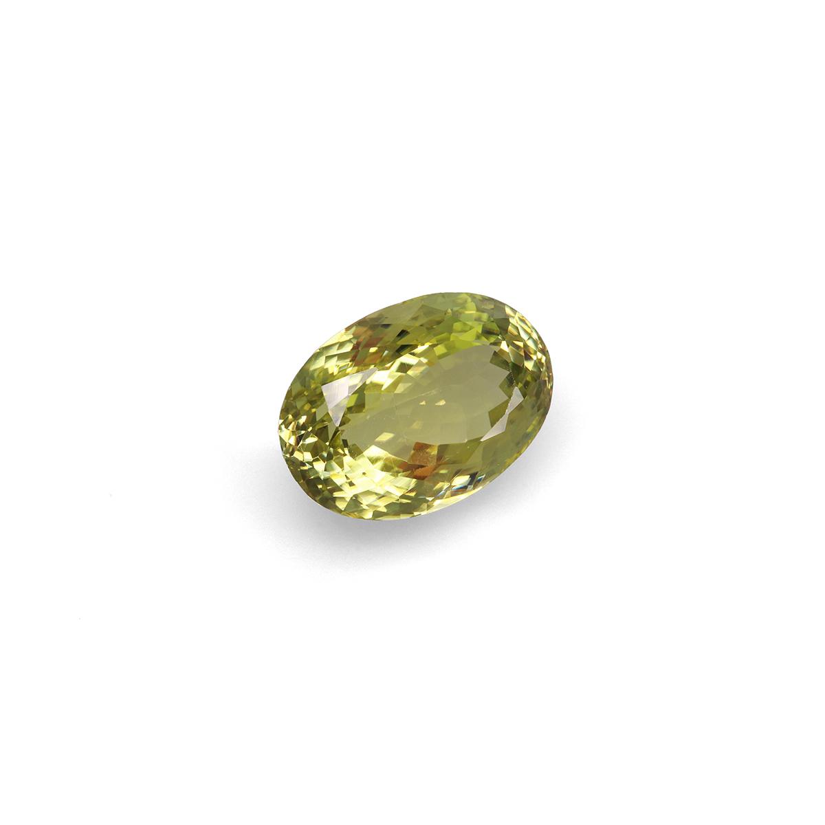 olive green fibrolite cats eye, 35.17ct oval cut — view 3