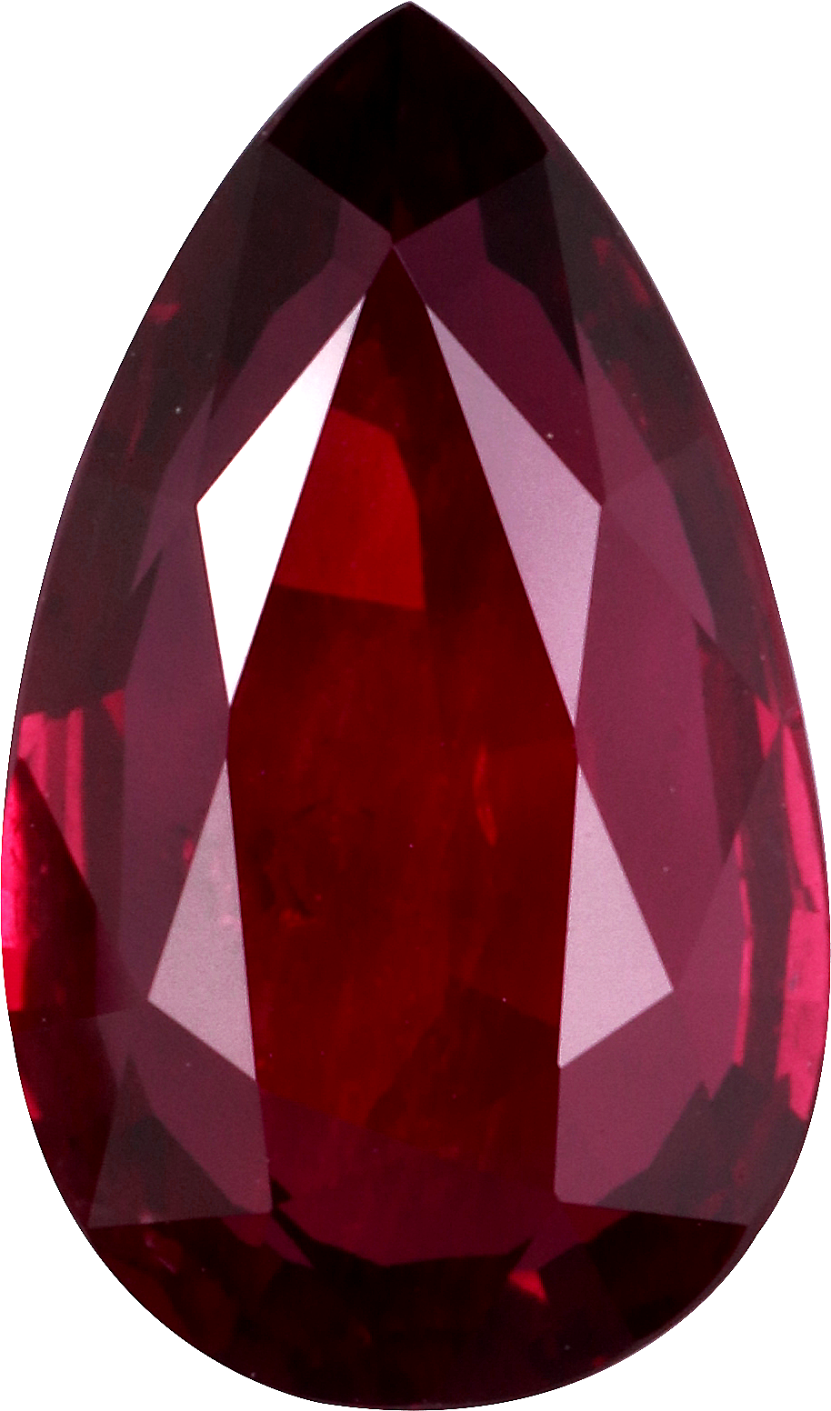 Pear cut mozambique ruby, 12.25 by 7.46 mm, shown at actual size