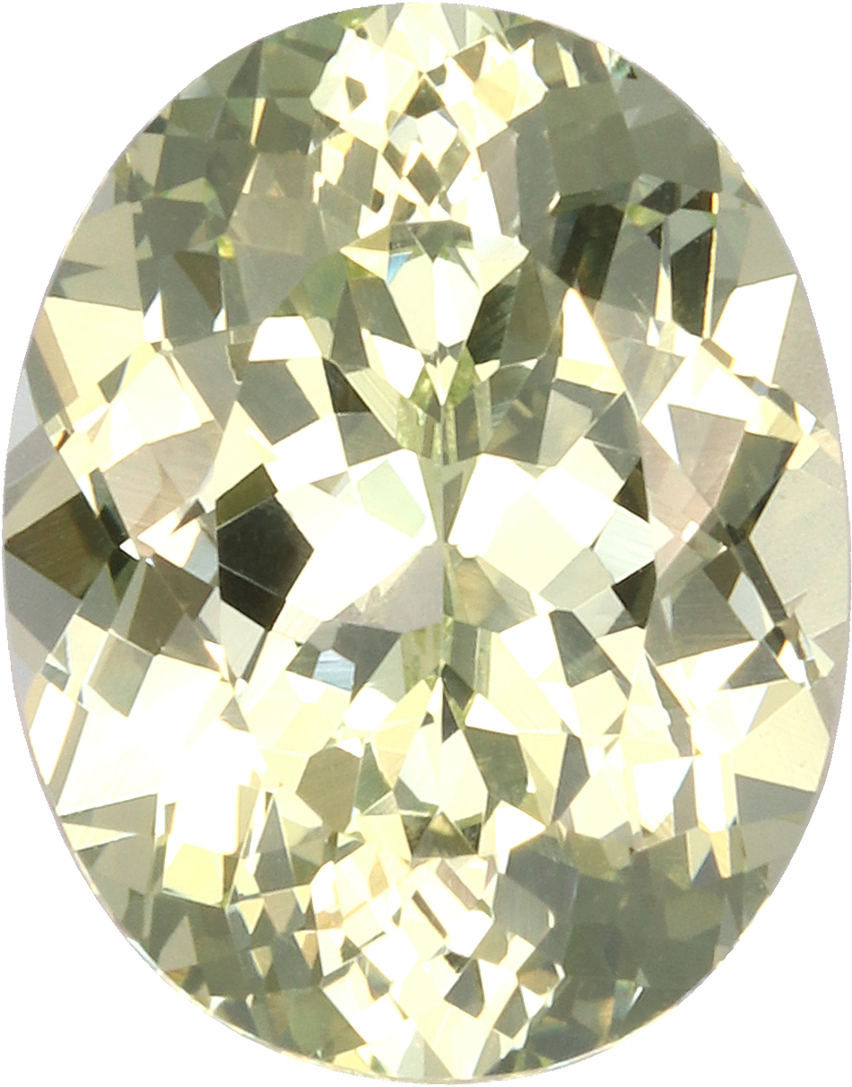 Oval cut grossular garnet, 10.19 by 8.07 mm, shown at actual size