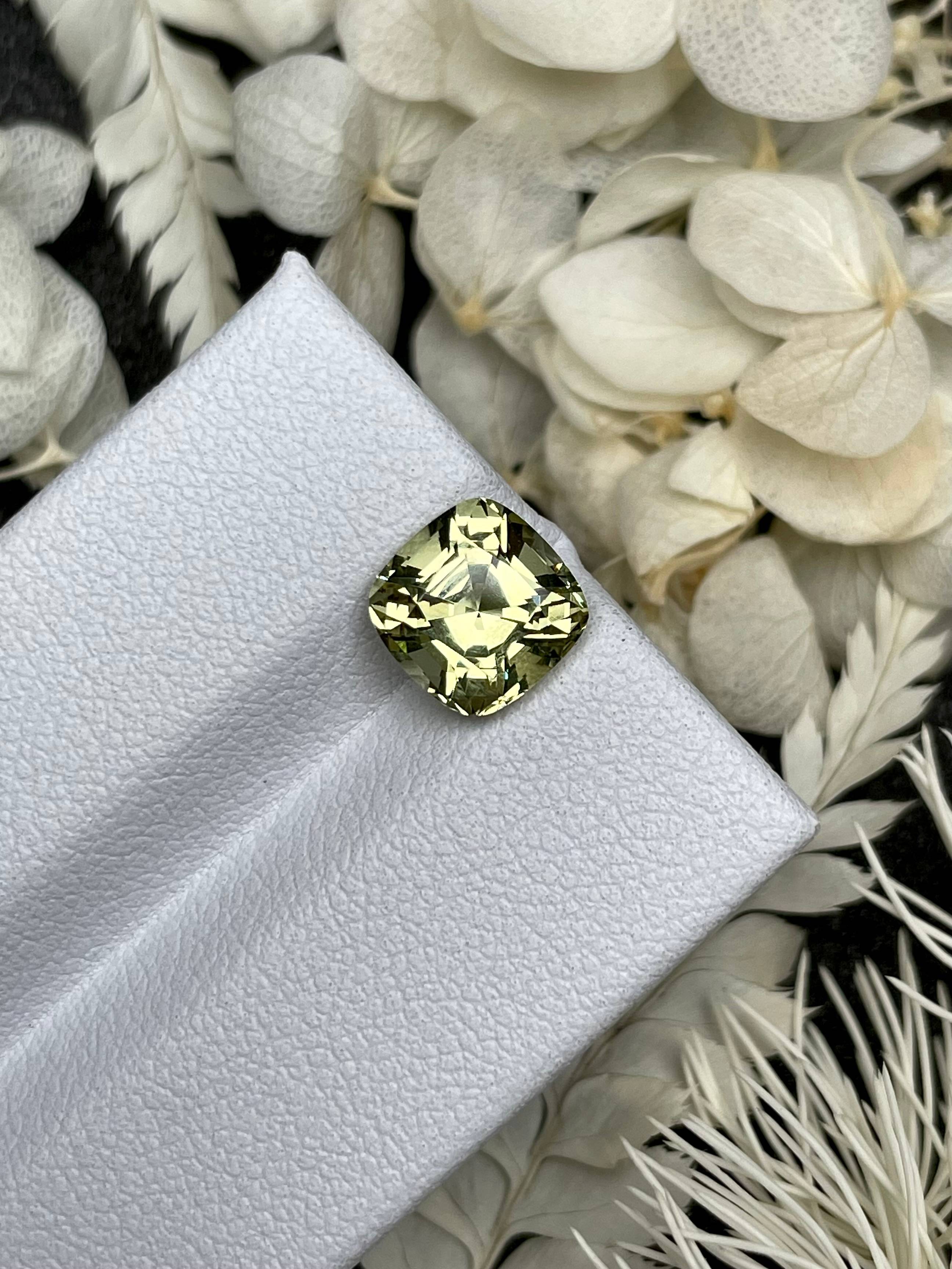 lemon yellow grossular garnet, 2.73ct cushion cut — view 5